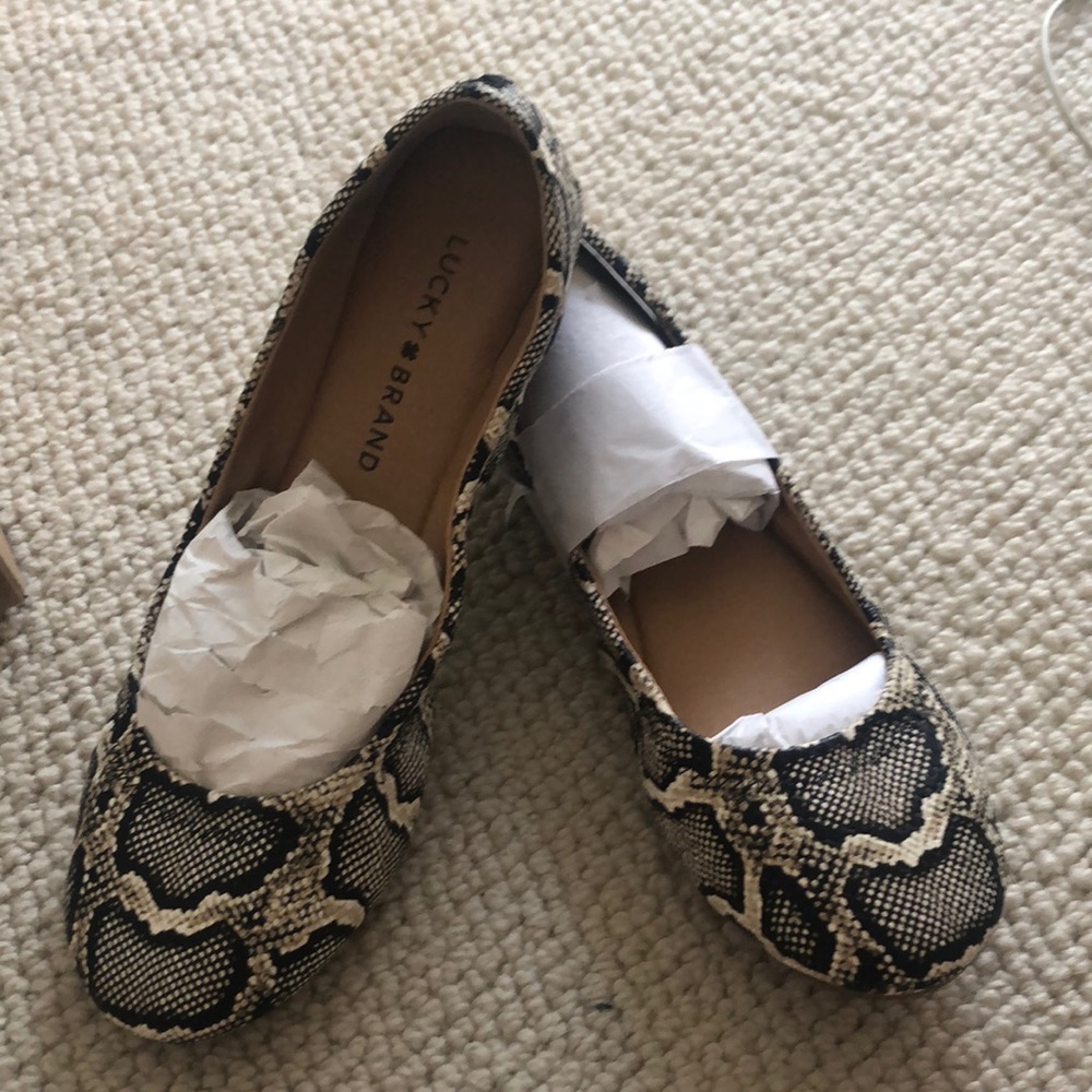 Lucky Brand Faux Snakeskin- Black Flats